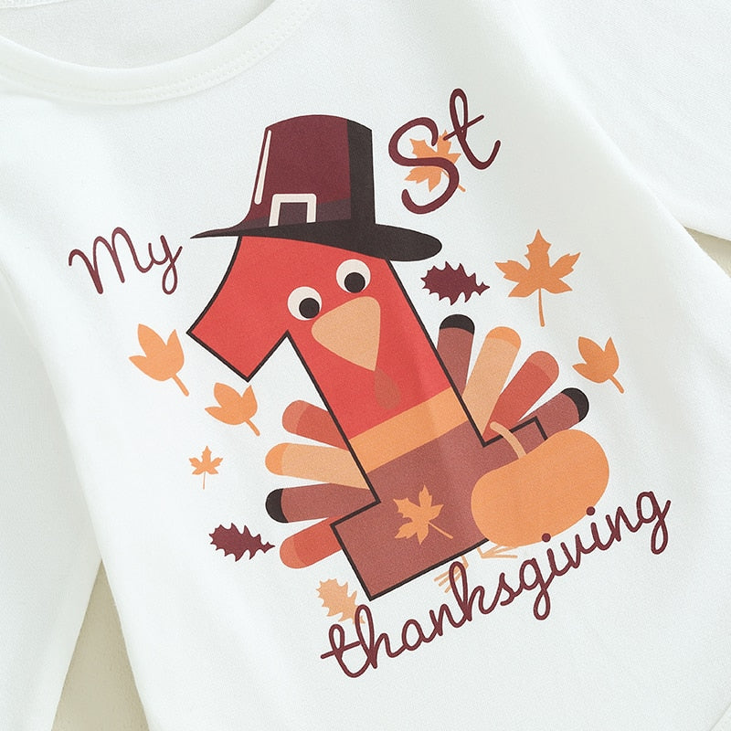 My First Thanksgiving Trio | Baby's Thanksgiving  Romper Set