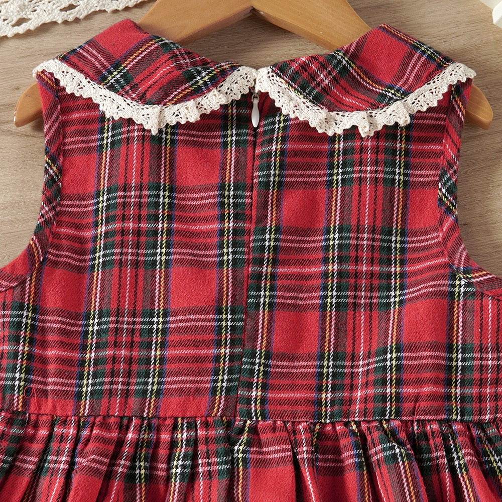 Plaid Christmas Dress Sets for Girls | Toddler Long Sleeve Cardigan Set