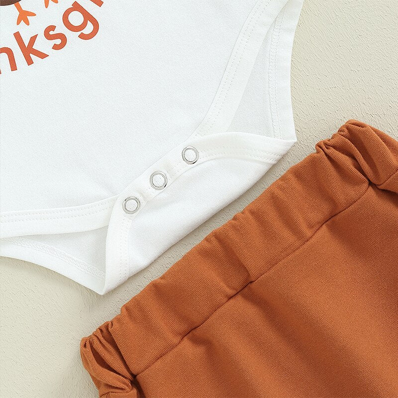 My First Thanksgiving Trio | Baby's Thanksgiving  Romper Set