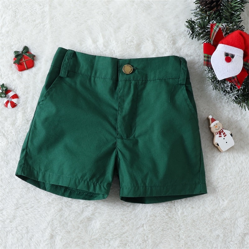 Boys Christmas Outfits | Short Sleeve Button-Up & Short Sets