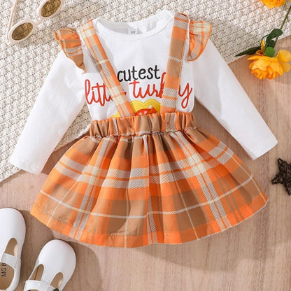 Thanksgiving Outfits for Girls | Romper with 'Cutest Little Turkey' and Matching Jumper