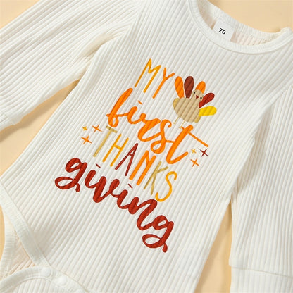 Thanksgiving Day Baby Girl Outfits |  'My First Thanksgiving' Set