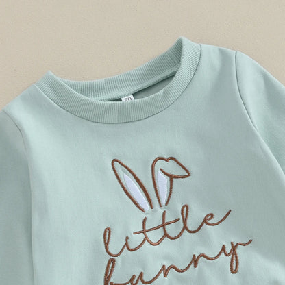 Toddler Baby Boy Easter Outfit | Little Bunny Print Sweatpants and Joggers