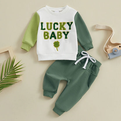 Lucky Baby | St. Patrick's Day Long Sleeve Embroidered Sweatsuit