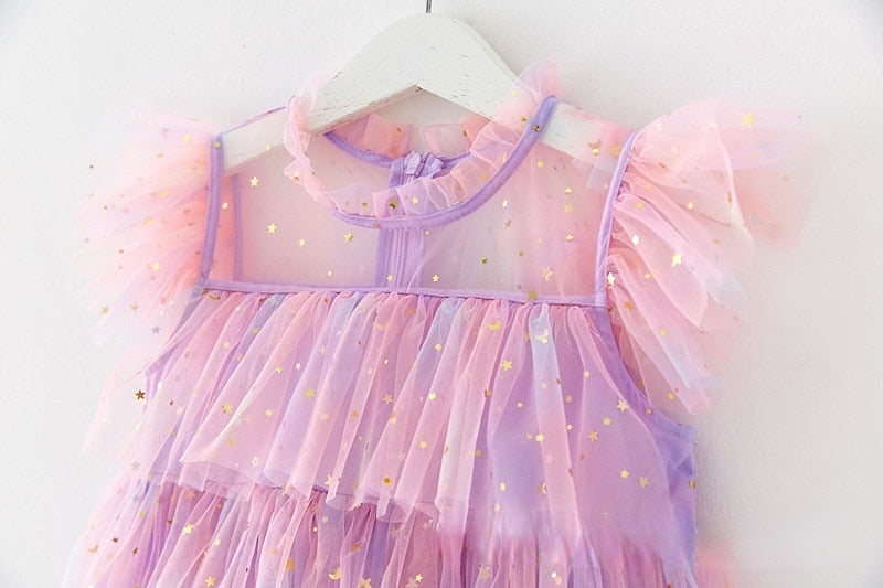 Girls Tulle Dress | Dress Rainbow Colored Sleeveless Layered itsykitschycoo