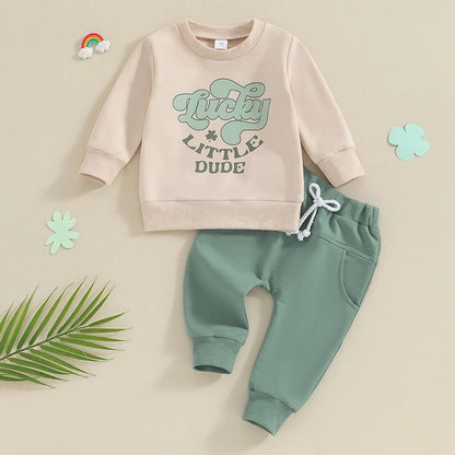 Baby Boy Irish 2-Piece Outfit | Lucky Little Dude Sweatshirt & Matching Sweatpants