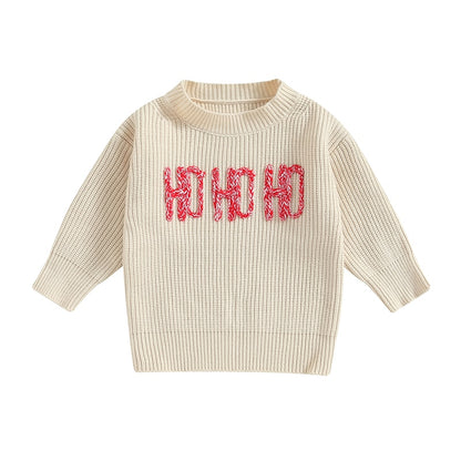 HO-HO-HO Kids Christmas Sweaters | Long Sleeve Soft Knitted Pullover