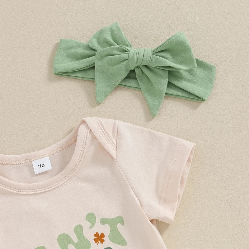 "Can't Pinch This" Girls Saint Patrick's Day Set | Onesie, Shorts, & Matching Headband