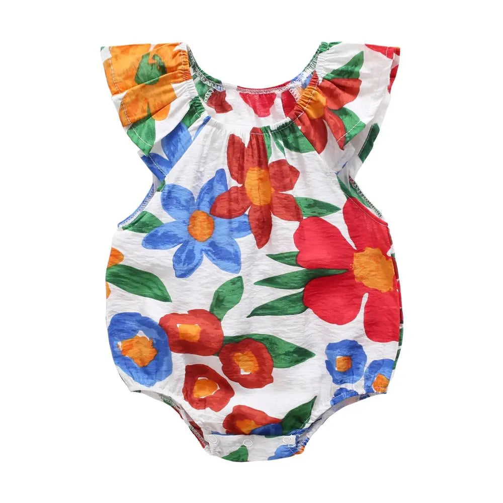 Vibrant Baby Girl Summer Romper | Sleeveless Floral Elegance for Sunny Days itsykitschycoo
