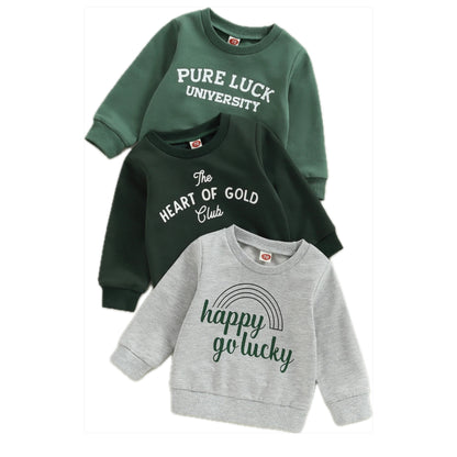 Oversized St. Patrick's Day Letter Printed Sweatshirt | Long Sleeve Top