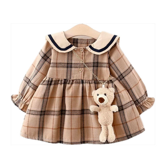 Toddler Girls Plaid Dresses | Knee-Length Dress for Baby Girls