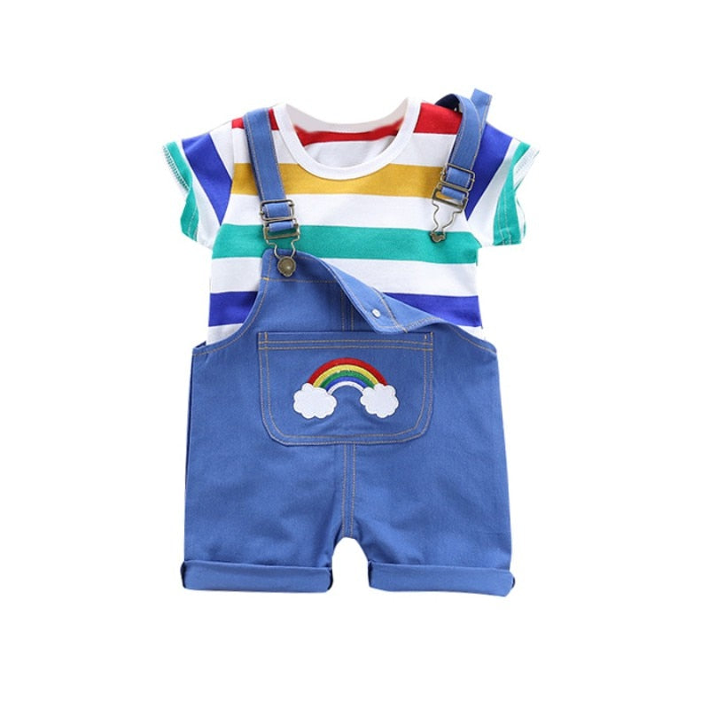 Rainbow Overalls Two-Piece Set | Stylish and Fun Summer Outfits for Babies itsykitschycoo