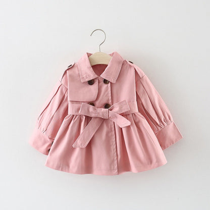 Toddler Girl Pleated Trench Coat | Solid Color Outerwear for Baby Girls itsykitschycoo