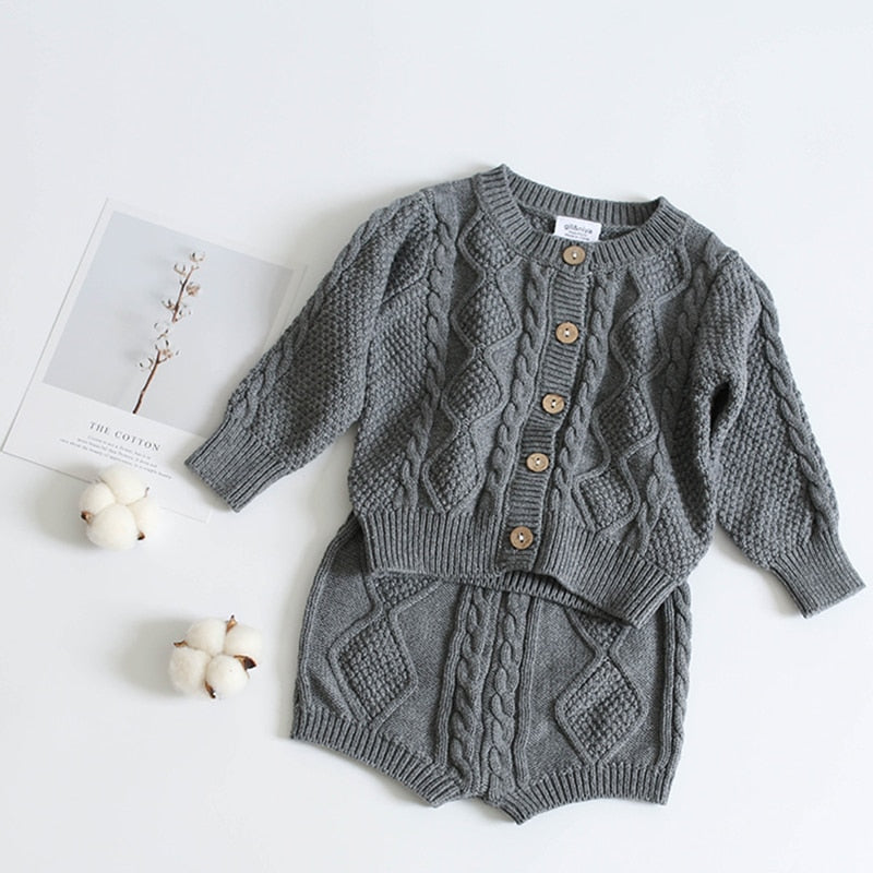 Baby Cable Knit Cardigan & Shorts Set | Cozy Elegance for Little Ones itsykitschycoo