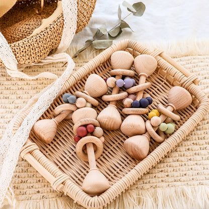 Wooden Rattle Baby Toy | Natural Wood Rattles for Infants itsykitschycoo