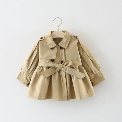 Toddler Girl Pleated Trench Coat | Solid Color Outerwear for Baby Girls itsykitschycoo