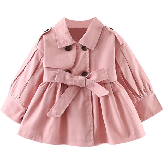 Toddler Girl Pleated Trench Coat | Solid Color Outerwear for Baby Girls itsykitschycoo