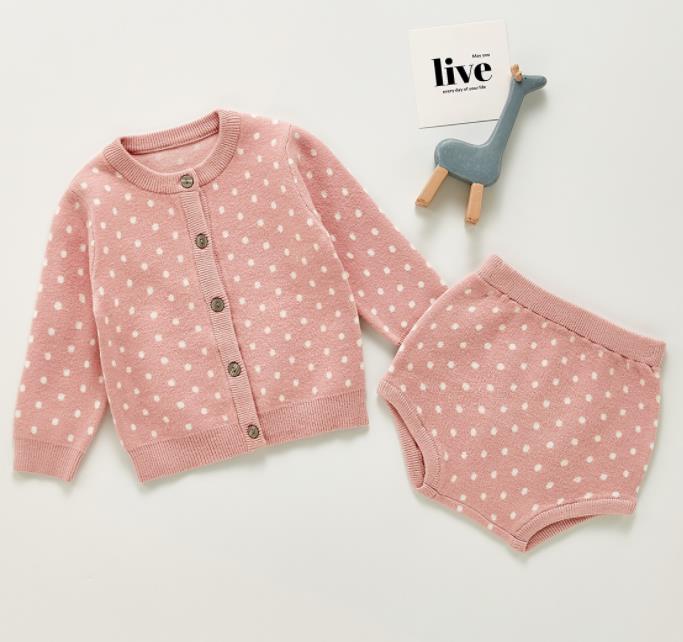 Knit Sweater Cardigan + Bloomer Set | Polka Dot Pattern for Adorable Style itsykitschycoo