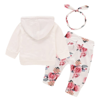 Rose Hoodie + Pants Set With Headband | Three-Piece Cozy Outfit itsykitschycoo