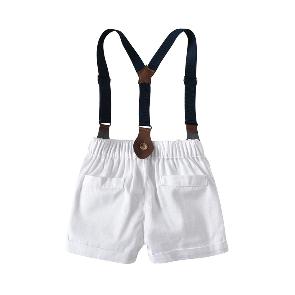 Summer Suit Set with Bow Tie & Suspenders | Stylish Cotton Outfit for Babies itsykitschycoo