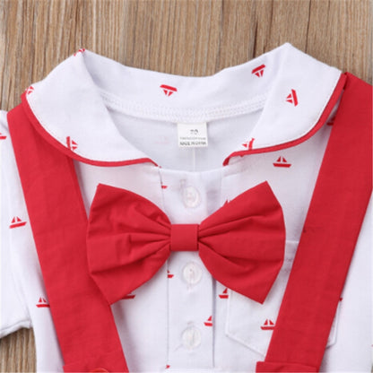Summertime Suspenders Short Set | Short Sleeve Onesie with Tie and Suspender Shorts itsykitschycoo