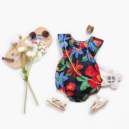 Vibrant Baby Girl Summer Romper | Sleeveless Floral Elegance for Sunny Days itsykitschycoo