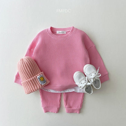 Two-Piece Waffle Set Top + Pants | Cozy Thermal Wear for Toddlers itsykitschycoo