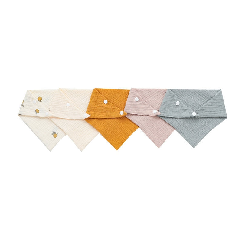 Cotton Bandana Baby Bibs - 5 Pack | High Quality Cotton Gauze | 7 Sets to Choose From itsykitschycoo