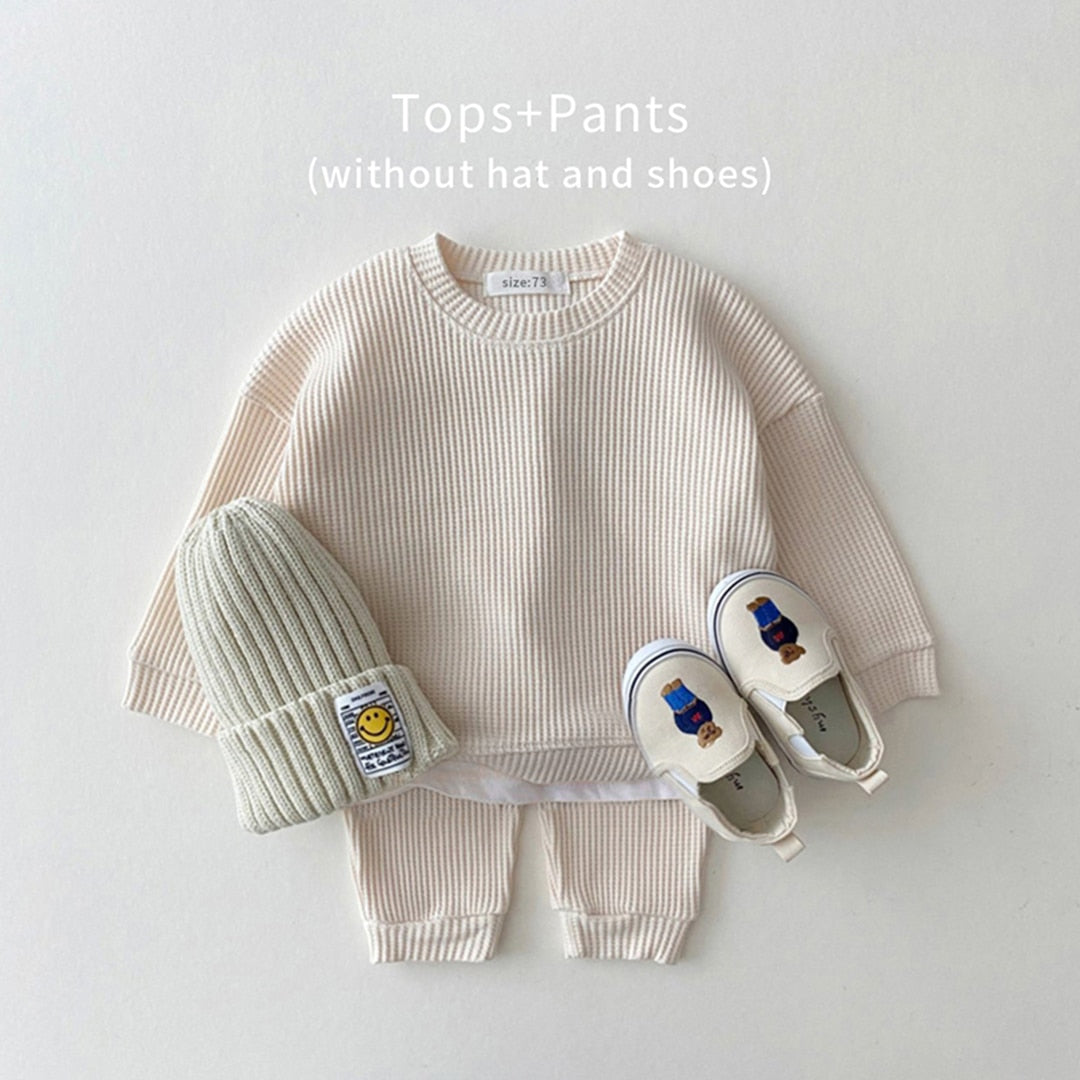 Two-Piece Waffle Set Top + Pants | Cozy Thermal Wear for Toddlers itsykitschycoo