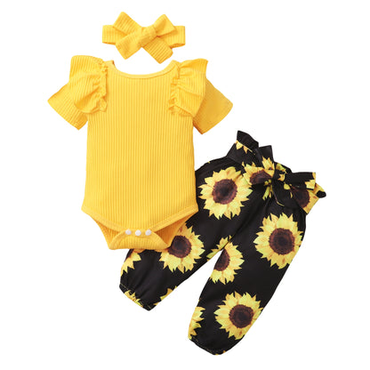 Girls Pant Sets | Adorable Floral Pants with Plain Onesies itsykitschycoo