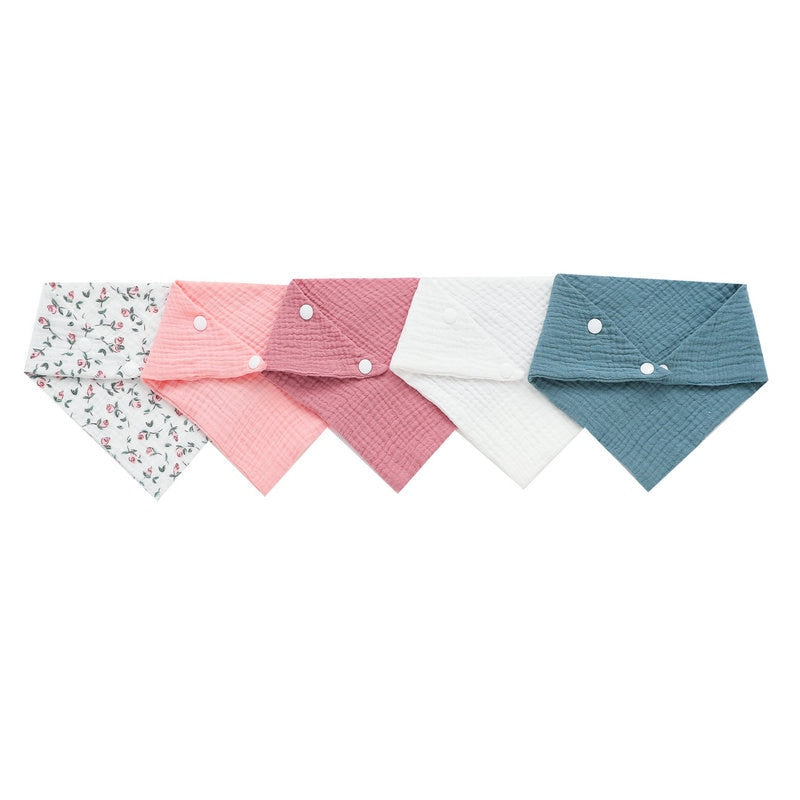 Cotton Bandana Baby Bibs - 5 Pack | High Quality Cotton Gauze | 7 Sets to Choose From itsykitschycoo
