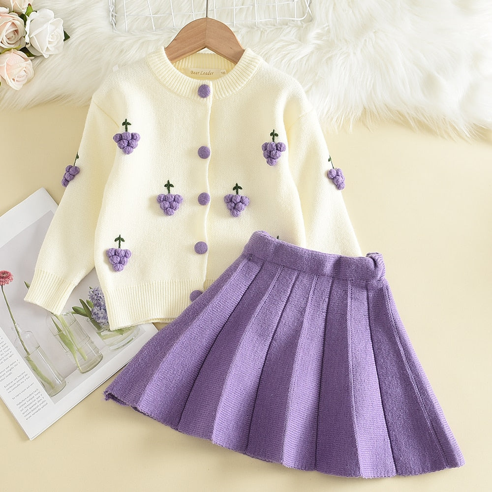 Charming Toddler Knitted Sweater + Skirt Set | Long Sleeve Ensemble for Girls itsykitschycoo