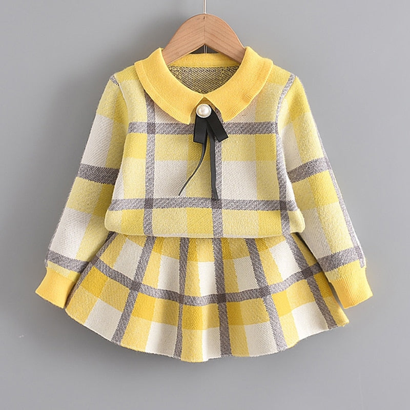 Toddler Girls Sweater + Skirt Set | Long Sleeve Plaid Ensemble for Little Ones itsykitschycoo