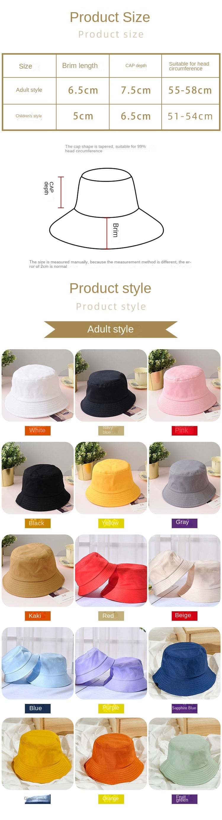 Child and Adult Summer Cotton Bucket Hat | 100% Cotton, Versatile Shade Coverage itsykitschycoo