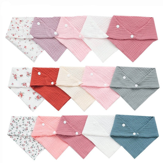 Cotton Bandana Baby Bibs - 5 Pack | High Quality Cotton Gauze | 7 Sets to Choose From itsykitschycoo