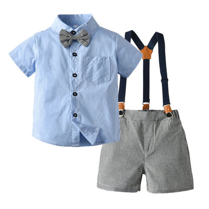 Summer Suit Set with Bow Tie & Suspenders | Stylish Cotton Outfit for Babies itsykitschycoo