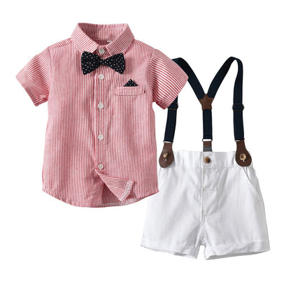 Summer Suit Set with Bow Tie & Suspenders | Stylish Cotton Outfit for Babies itsykitschycoo