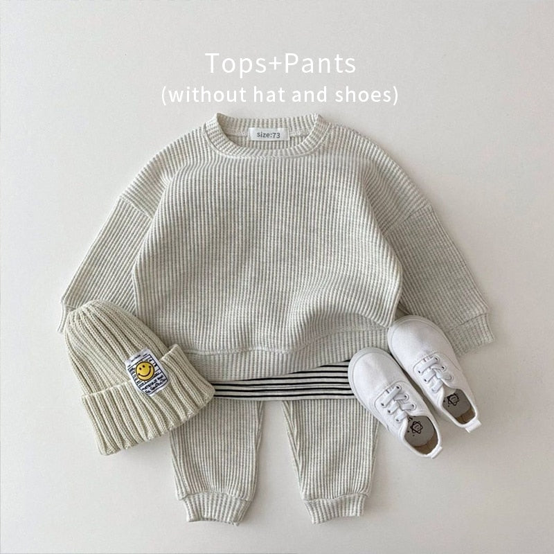 Two-Piece Waffle Set Top + Pants | Cozy Thermal Wear for Toddlers itsykitschycoo