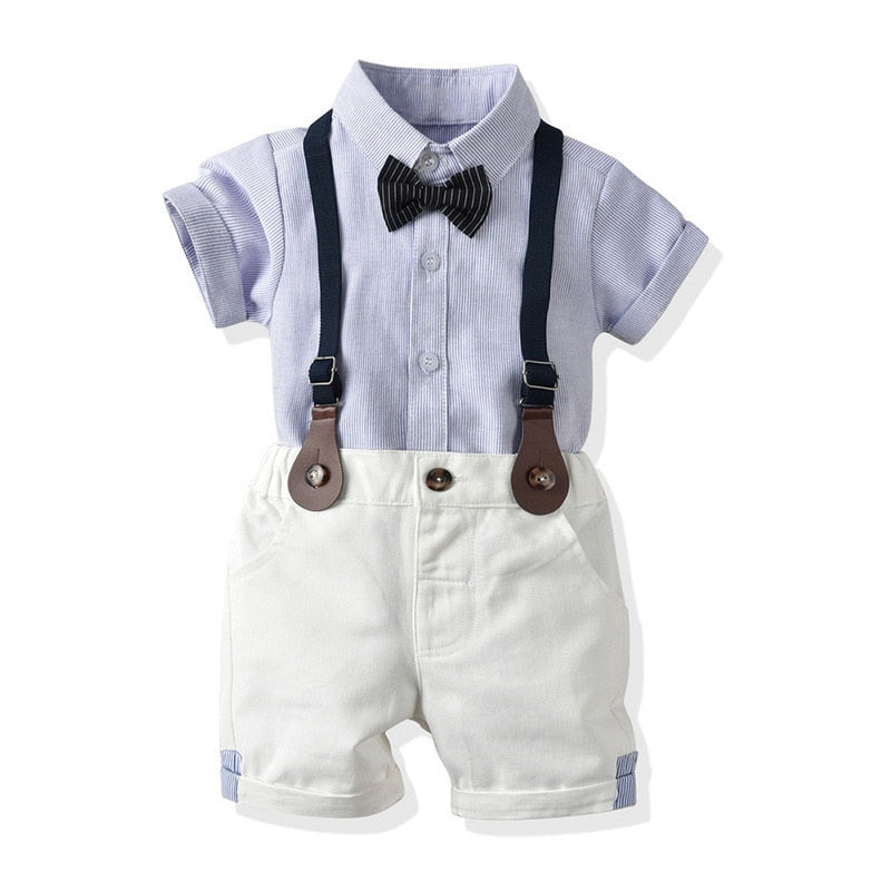 Summer Suit Set with Bow Tie & Suspenders | Stylish Cotton Outfit for Babies itsykitschycoo