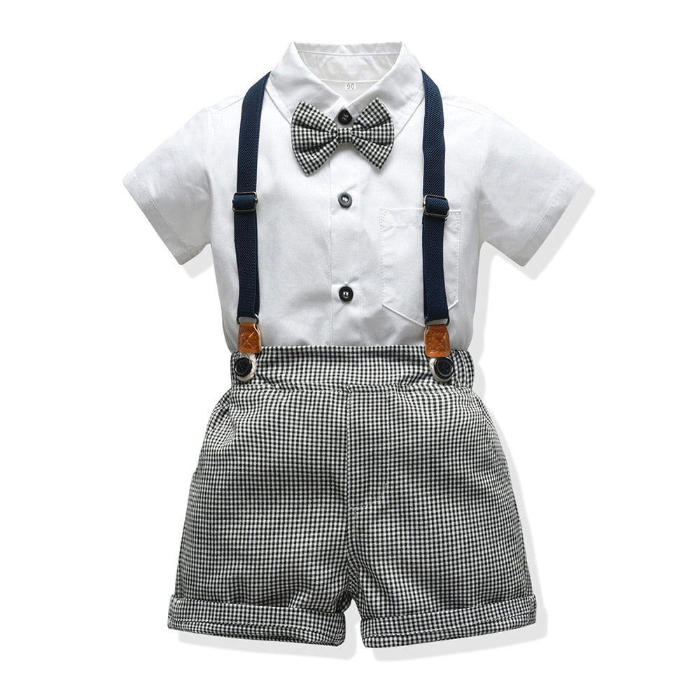 Summer Suit Set with Bow Tie & Suspenders | Stylish Cotton Outfit for Babies itsykitschycoo